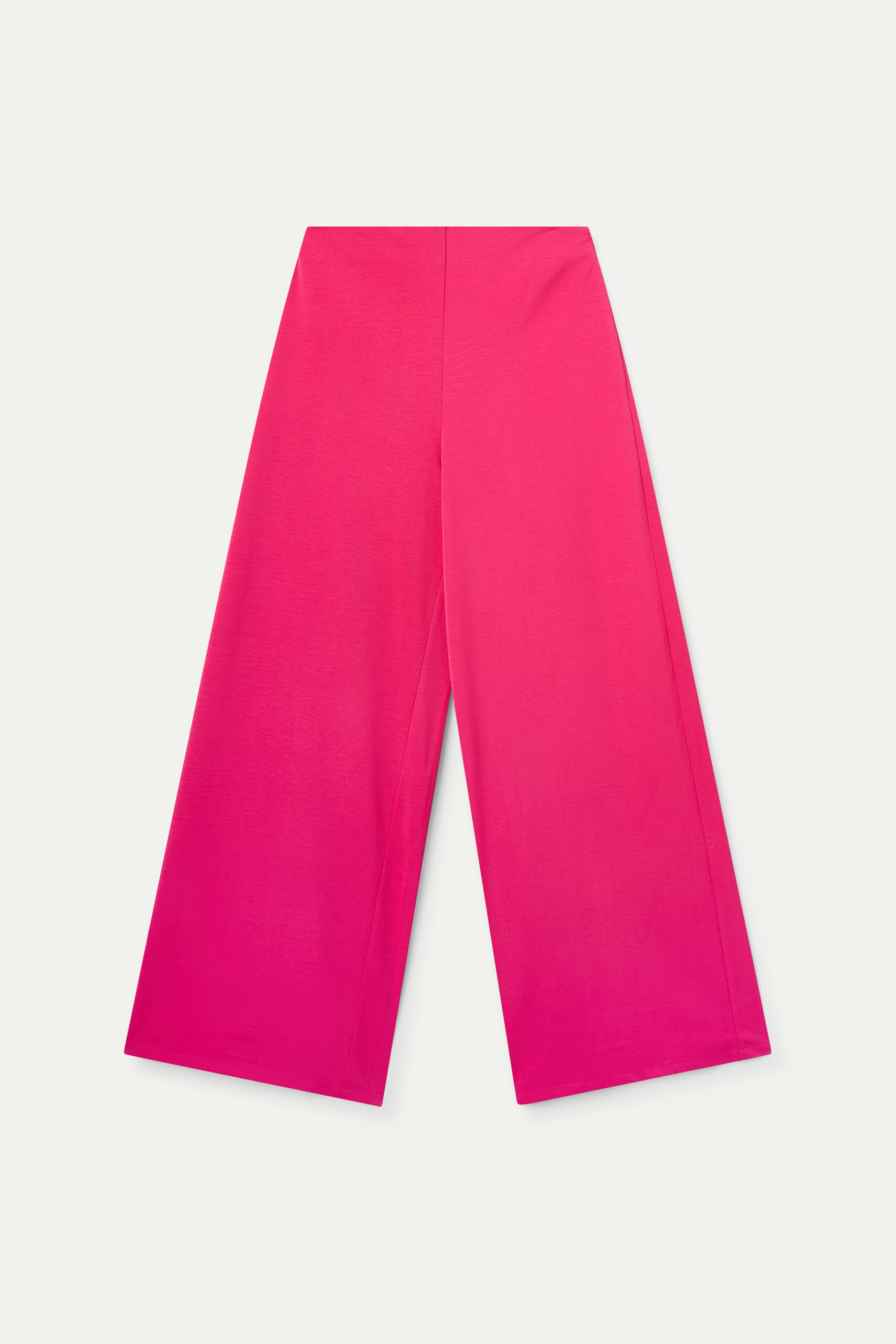 Pantalón fluido fucsia de tiro alto