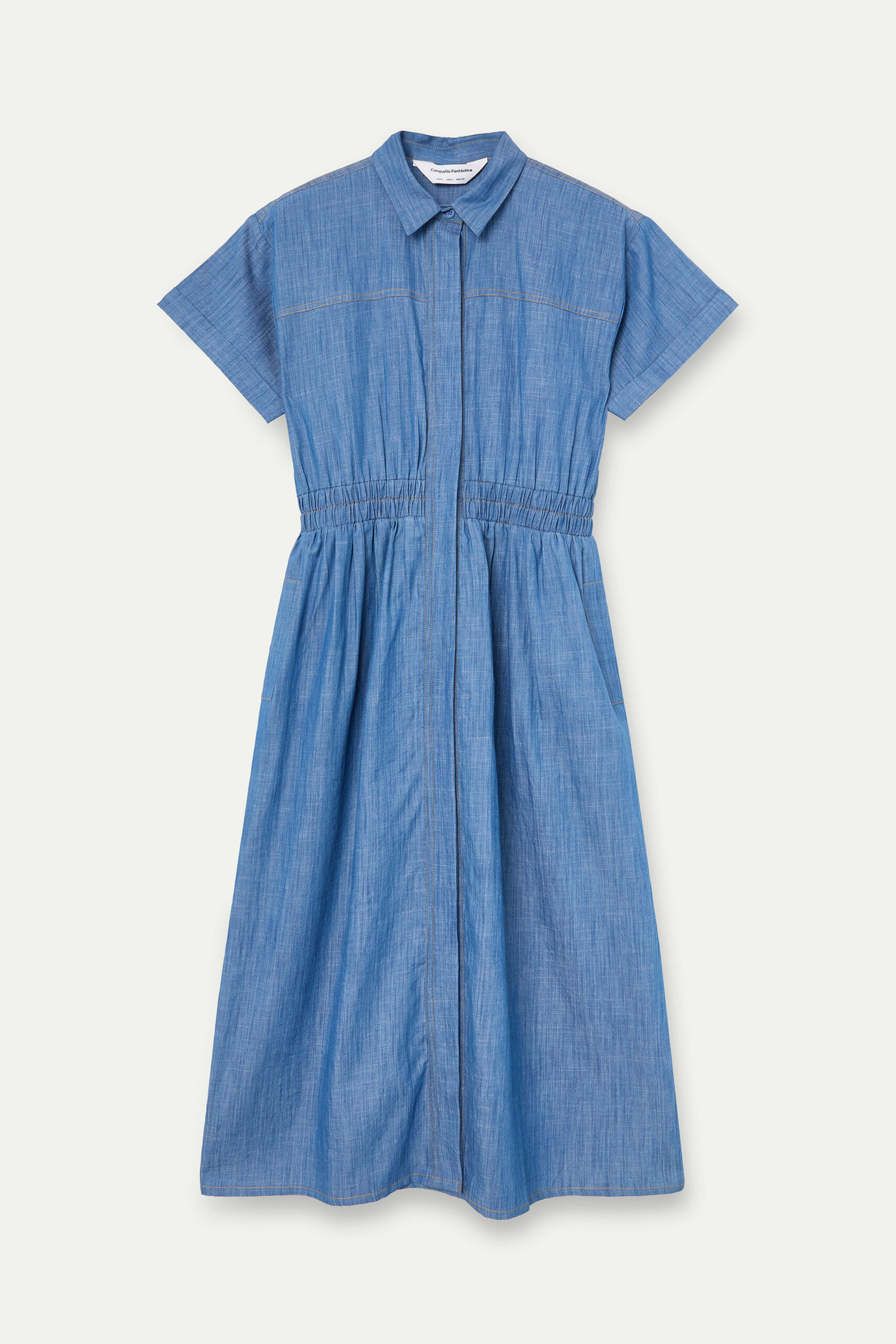 Vestido midi chambray de algodón