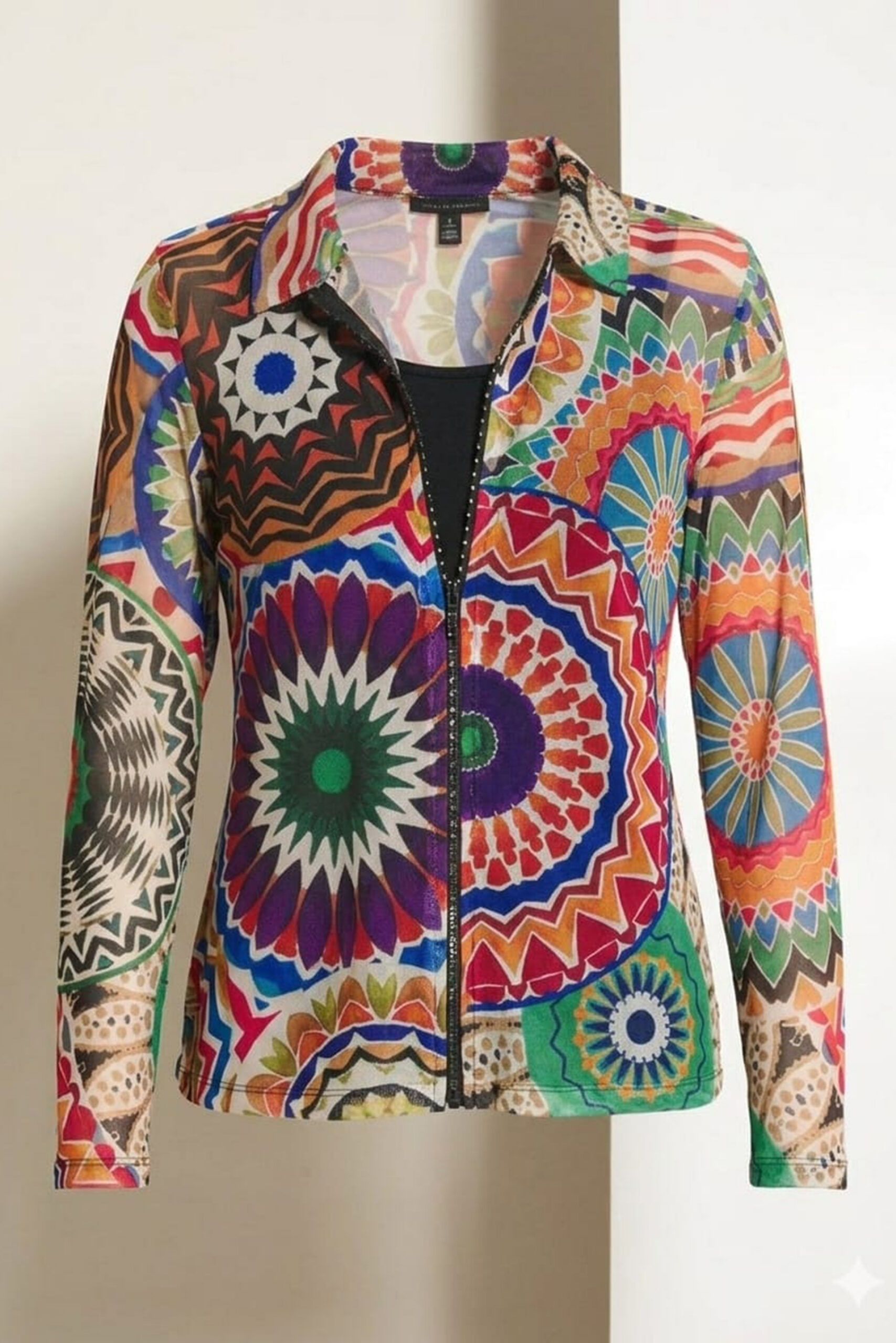 Chaqueta Joanie de gasa estampada con cremallera brillante